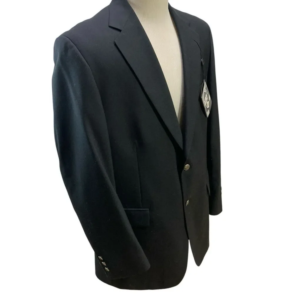 NWT Wall Street Collection Blazer‎ Jacket 44L  Wool Blend Teflon Coated DuPont